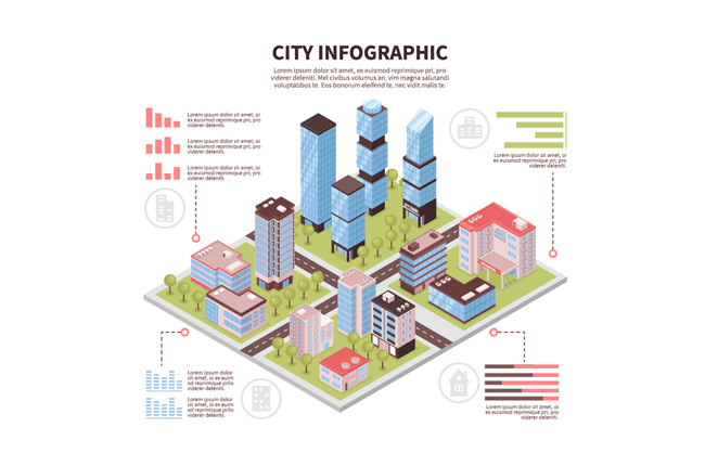 城市建筑信息图表图片素材插图