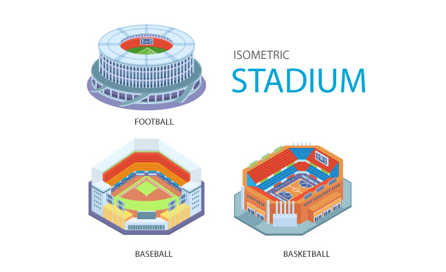 立体体育馆设计矢量插图