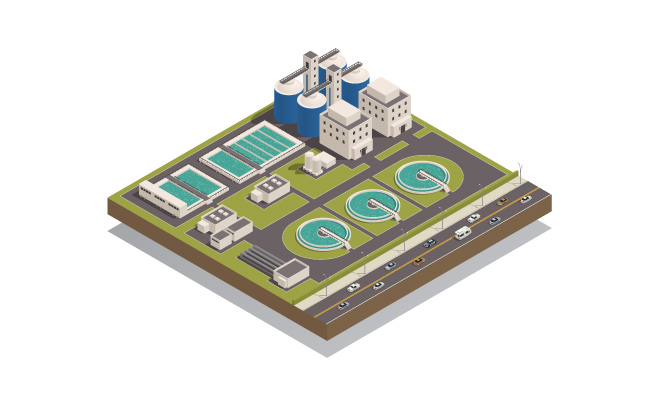矢量地面废水净化处理厂等距过滤气罐分离器水库插图插图