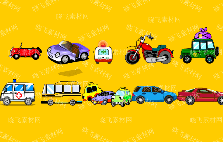 摩托车、汽车、救护车插图