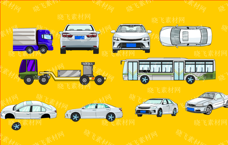 货车、白色轿车插图