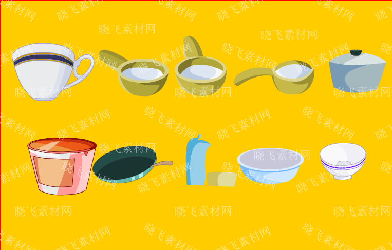 水瓢，平底锅，砂锅，碗，盆插图